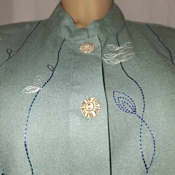 CEDAR CANYON Embroidered Green Button-Upembroiderry  sequins   Blouse Sz m - Picture 9 of 17